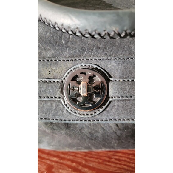 Tory Burch Audra Glazed Leather Black Satchel Bag - Picture 5 of 14